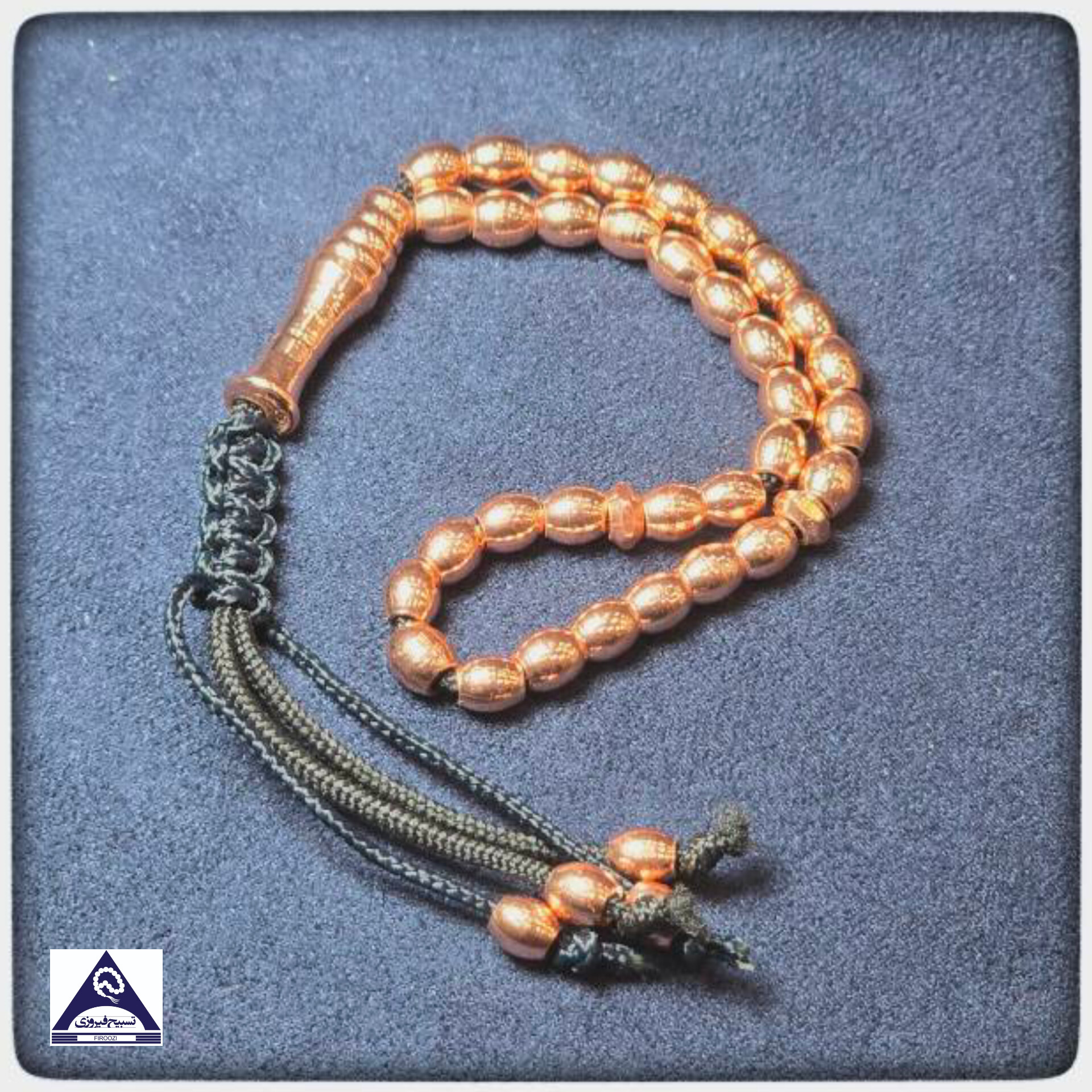 تسبیح سنگ مسی گندمی کوتاه